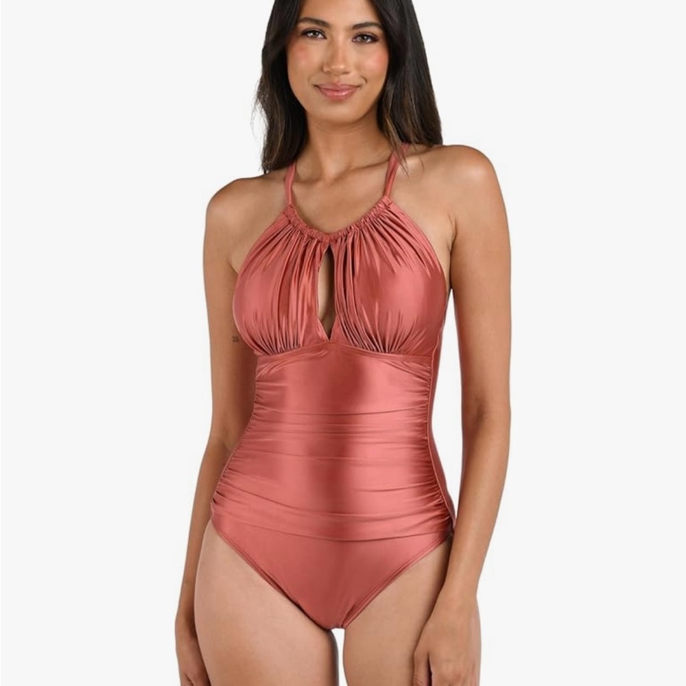 La Blanca- Earth Goddess High Neck Keyhole One Piece - Sienna